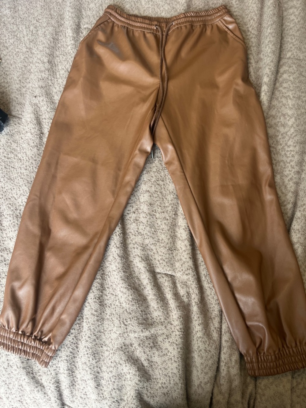 a new day Brown Faux Leather Ankle Jogger Pants